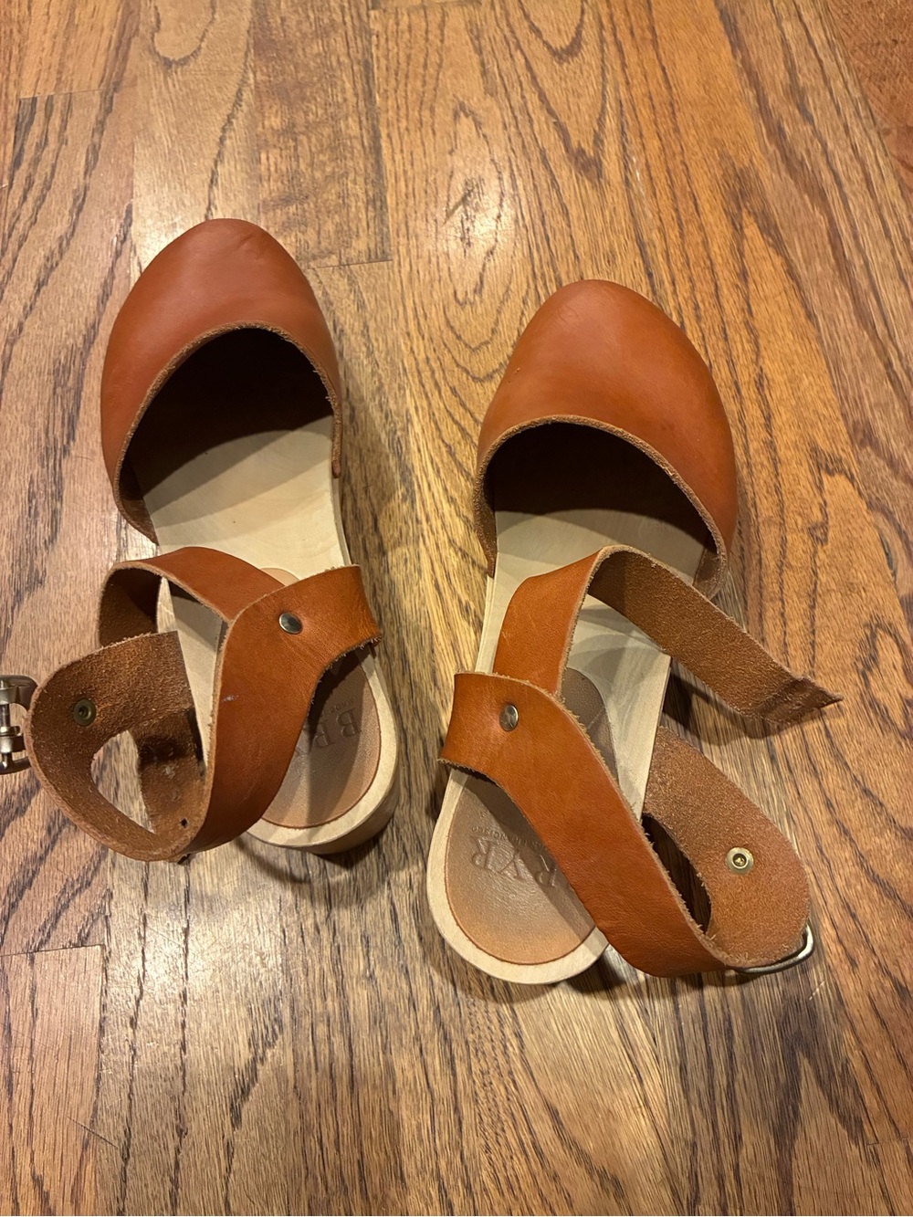 Bryr Cognac Brown Leather Slingback Mules